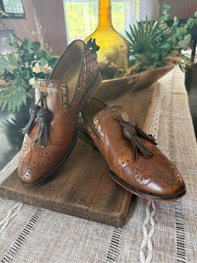 Franco Cuadra Woven Leather Tassel Loafers Brogue Wingtip MX 23/US 6 Women’s
